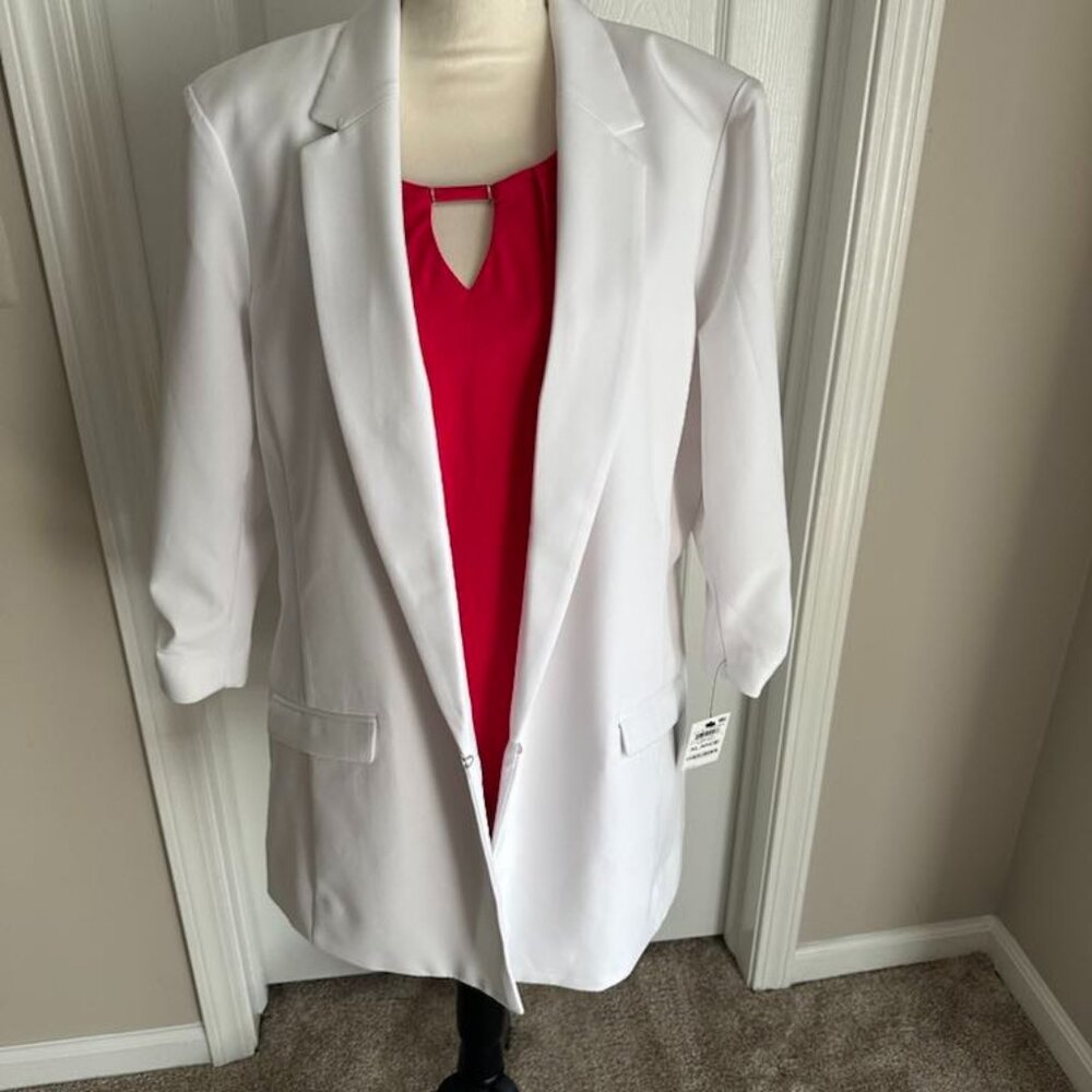 I.N.C. Women's White Menswear-Inspired Blazer – Size XL
